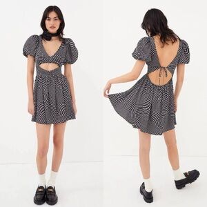 For Love & Lemons Anya Puff Sleeve Mini Dress NWT Polka Dots